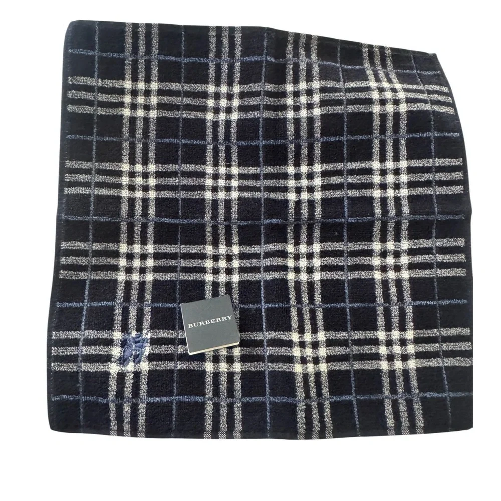 Burberry Blue and White Checkered Washcloth